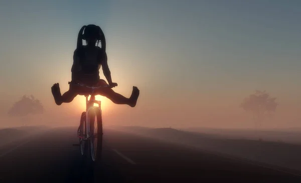 Mädchen auf einem Fahrrad. — Stockfoto