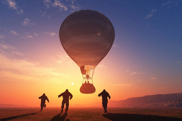 Luftballons bei Sonnenuntergang — Stockfoto