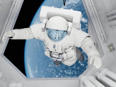 astronot kapaktan uzaya gidiyor.