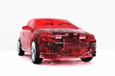 Beyaz arkaplanda cam otomatik... 3D görüntüleme