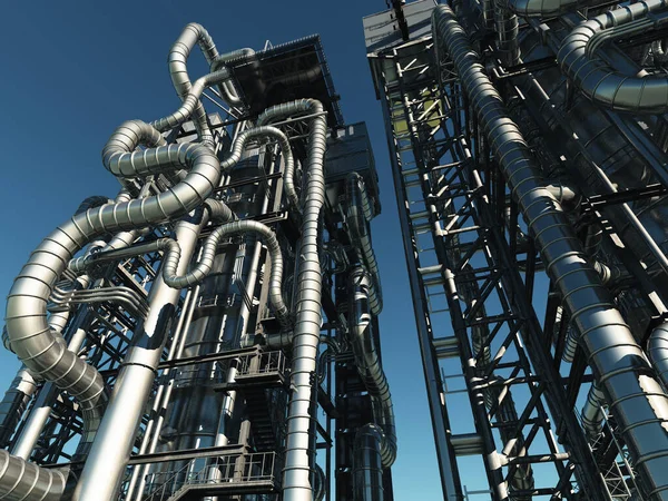 Tubes Factory Sky Render — Stock Photo, Image