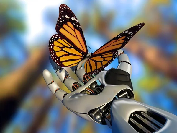 Mechanical Arm Butterfly Render — Stock Photo, Image