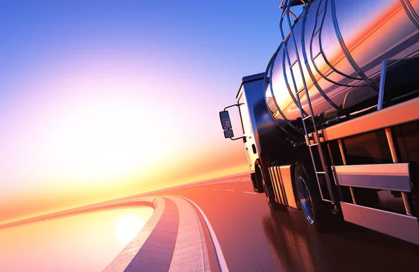 Truck Driven Fuel Road Render — Stock Photo, Image