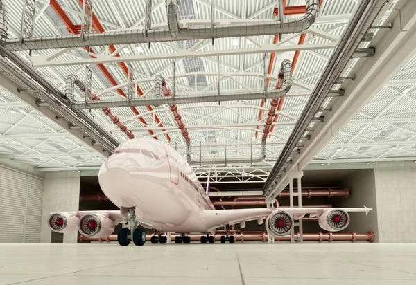 Het Passagiersvliegtuig Hangar Renderen — Stockfoto