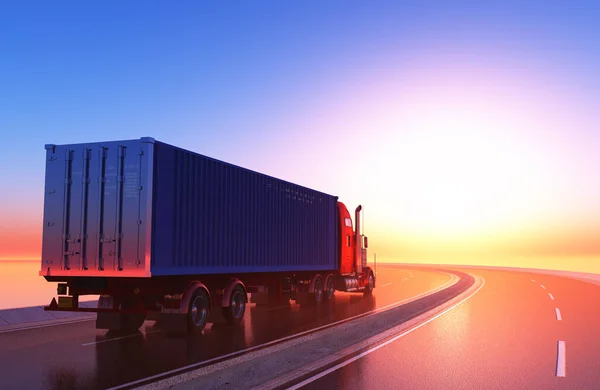 Camion Sur Fond Ciel Bleu Rendu — Photo