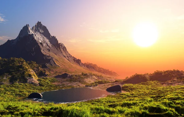 Farbenfrohe Berglandschaft Vor Dem Hintergrund Des Himmels Darstellung — Stockfoto