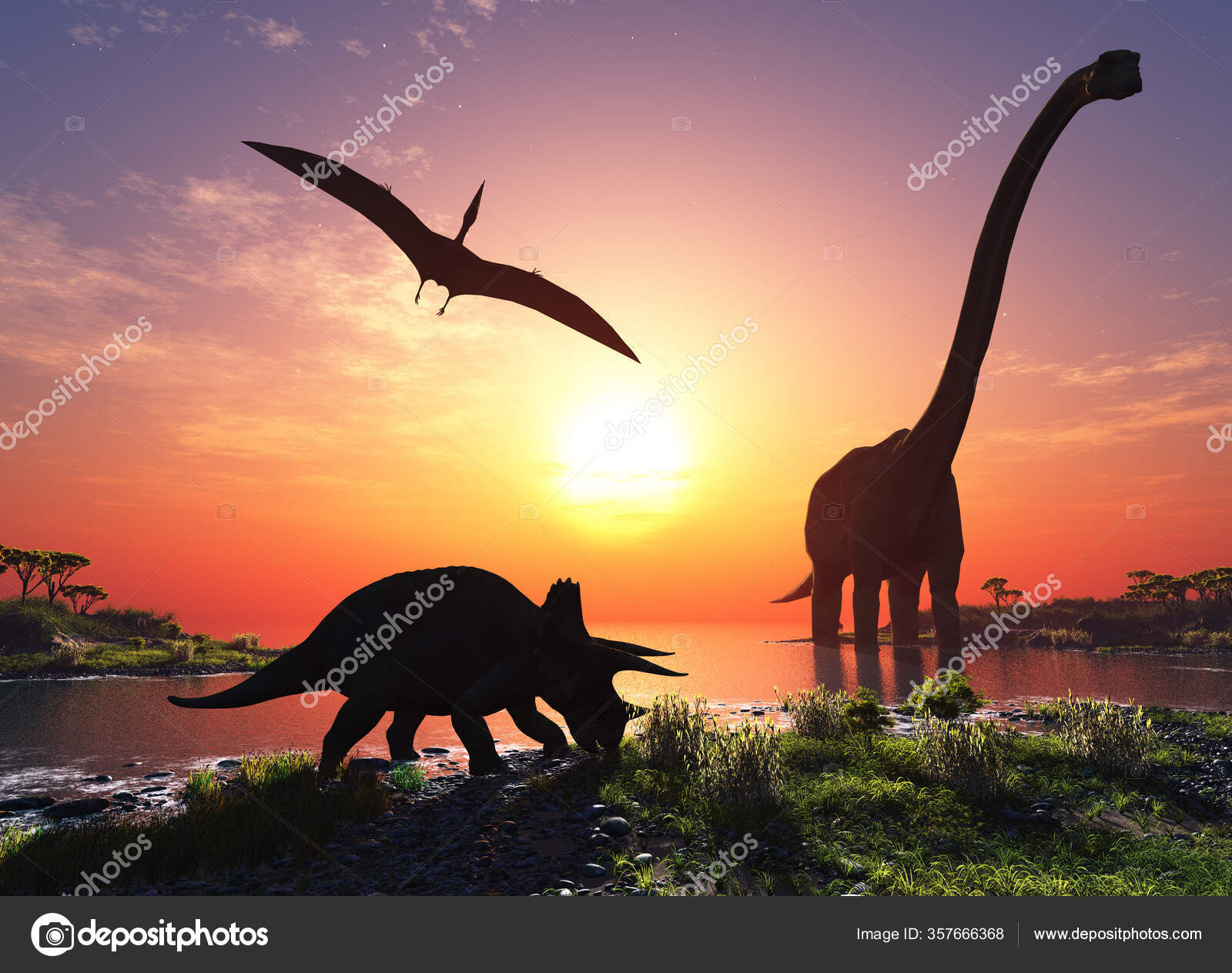 Dinossauro Gigante No Fundo Do Céu Colorido., 3d Render Foto Royalty Free,  Gravuras, Imagens e Banco de fotografias. Image 168263898