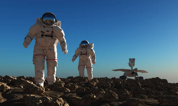 Astronaute Sur Fond Planète Rendu — Photo