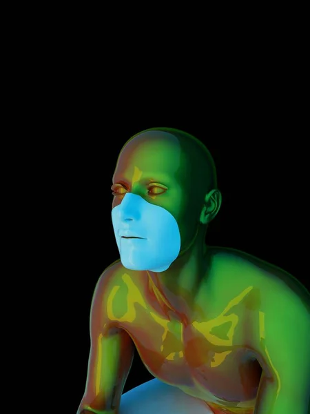 Graphic Image Masked Man Render — Stock Photo, Image