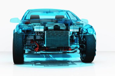 Beyaz arkaplanda cam otomatik... 3D görüntüleme