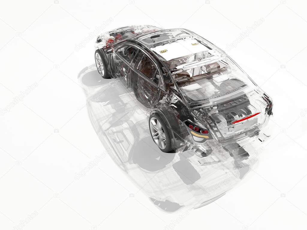 Model cars on a white background.3d render