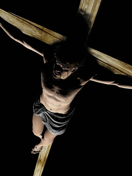 Crucifix Black Background Render — Stock Photo, Image