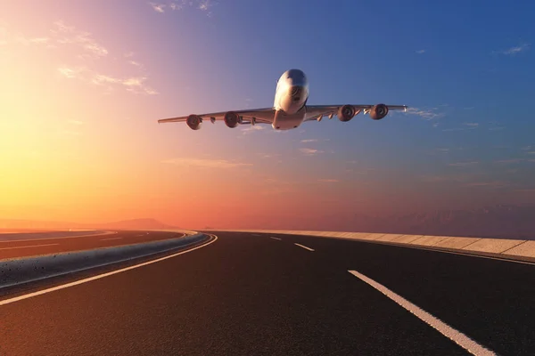 Passenger Plane Runway Render — Stock Photo, Image