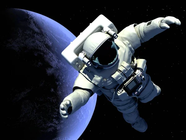 Űrhajós Háttérben Egy Bolygó Elemen Kép Által Nyújtott Nasa Render — Stock Fotó
