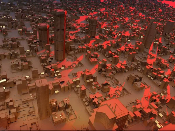 都市のグラフィックイメージ 3Dレンダリング — ストック写真
