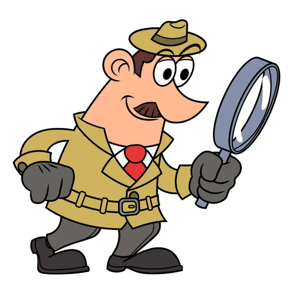 名侦探正在通过放大镜 — 图库矢量图片