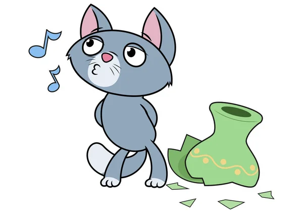 Yavru kedi bir vazo kırıldı