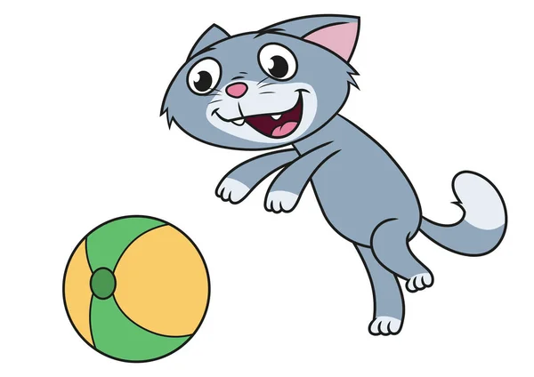 Kitten is playing with ball — Stock Vector