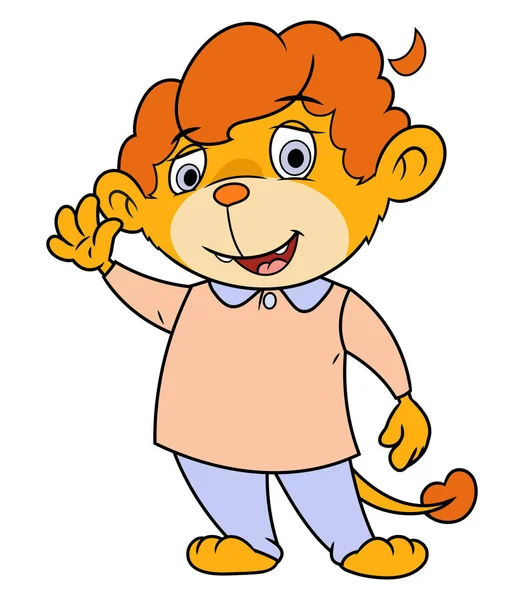 Little lion waving hand 2 — Stock Vector