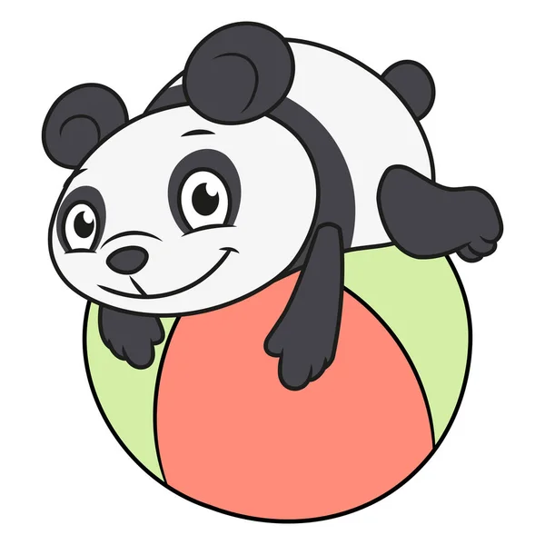 Panda kecil bermain bola 2 - Stok Vektor