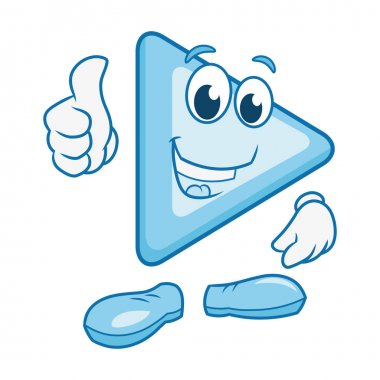 Yürüt düğmesi karakter gülümseyen