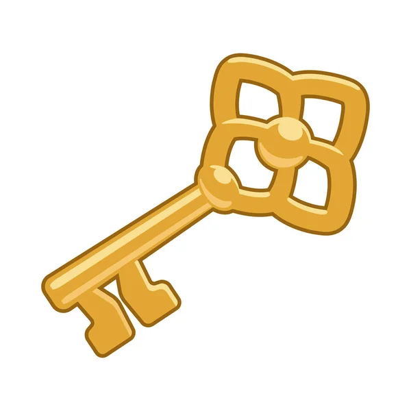 Goldenes Schlüsselsymbol auf weißem Hintergrund — Stockvektor
