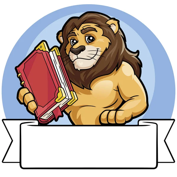 Lion with a big book — Stock Vector