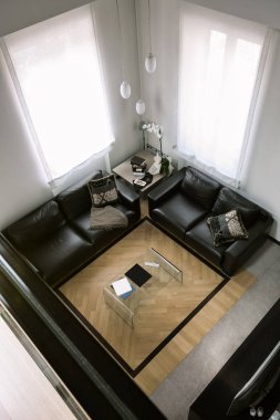modern oturma odası yukarıda iç görünüm