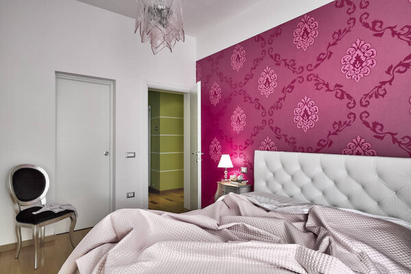 Modern yatak odası iç görünüm — Stok fotoğraf