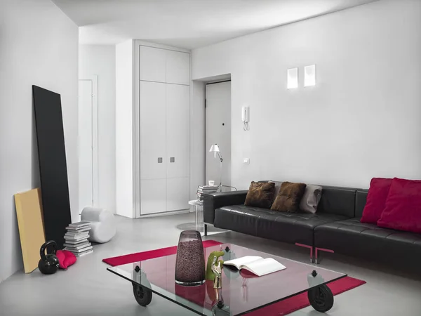 Interior shot of a living room in the modern apartment — Stock Photo, Image