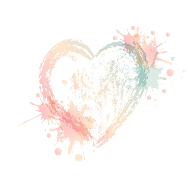 Vector watercolor heart with splash — Stock Vector