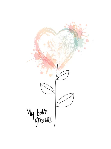 心臓の形のベクトル水彩花 — ストックベクタ