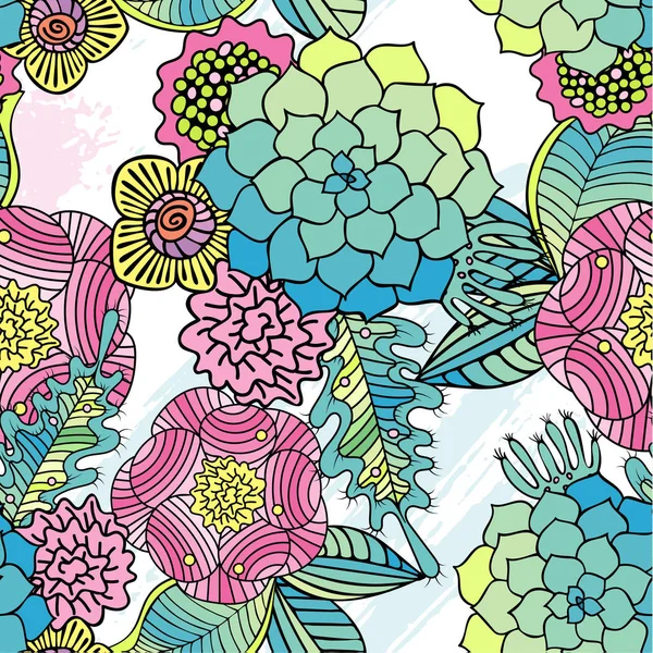 Vzor bezešvé kaleidoskop květiny, šťavnaté — Stockový vektor