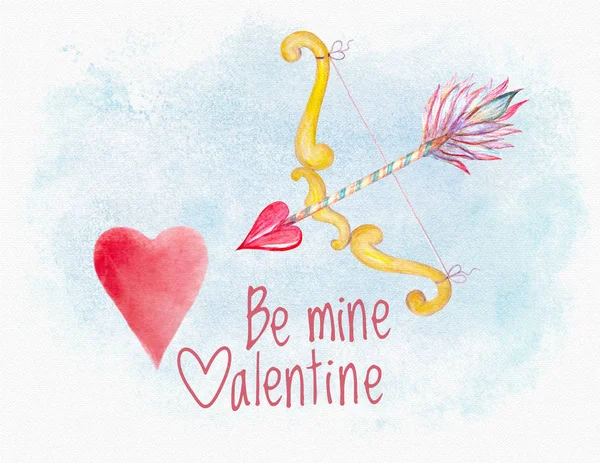 Valentine Day card with cupid bow and arrow — Stock Photo, Image