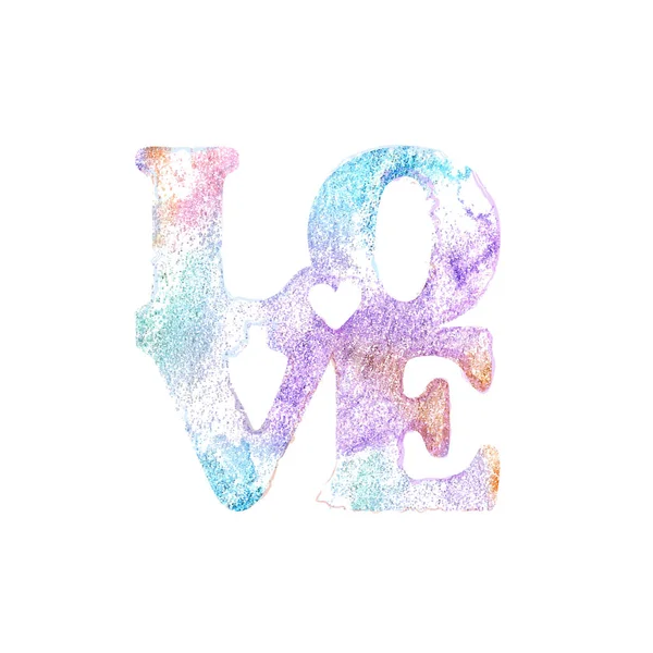 Ábrán látható betűkkel szeretet-akvarell — Stock Vector