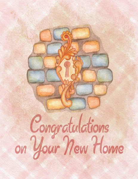 Watercolor house warming congratulation card