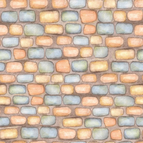 Acuarela pared de piedra patrón sin costura —  Fotos de Stock