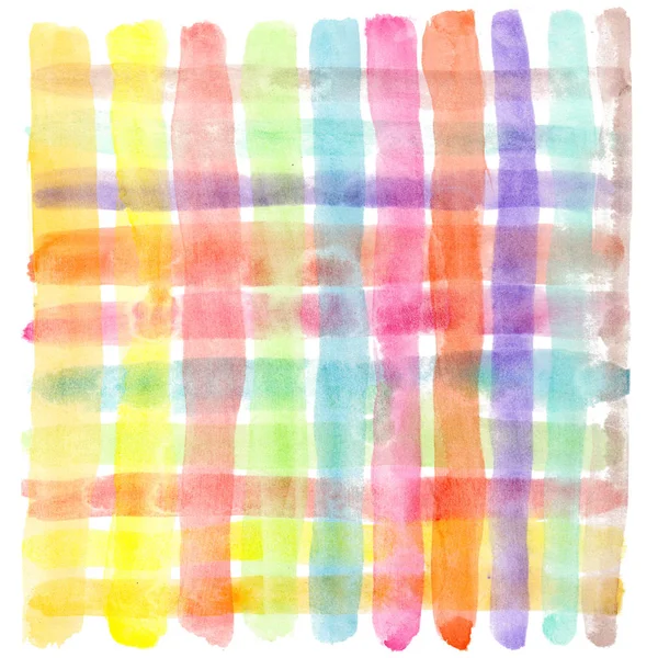 레인 보우 컬러로 수채화 손으로 그린된 그리드 — 스톡 사진