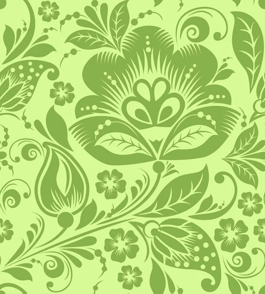 Grün Russisch Blumen nahtlose Muster Textur — Stockvektor