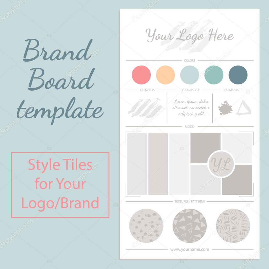 Vector mood board logo template with universal color palette isolated on white background.