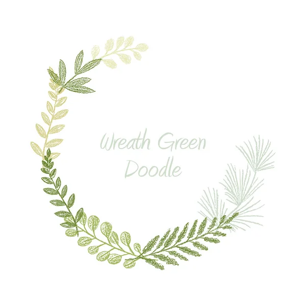 Greenery scribble hand drawn foliage border vector — Stock Vector