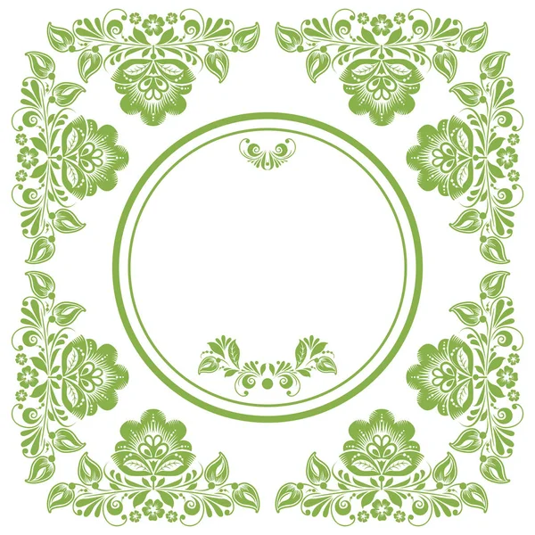 Groen ecologie Russische floral frame achtergrond — Stockvector