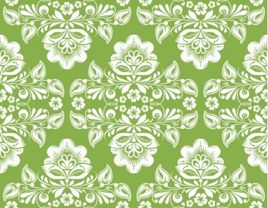 Yeşillik Rus hohloma tarzı sorunsuz arka plan
