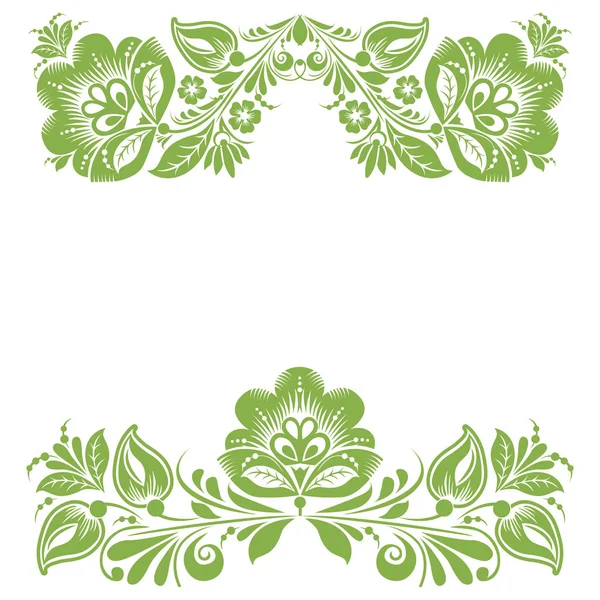 Groen ecologie floral frame, gebladerte behang — Stockvector