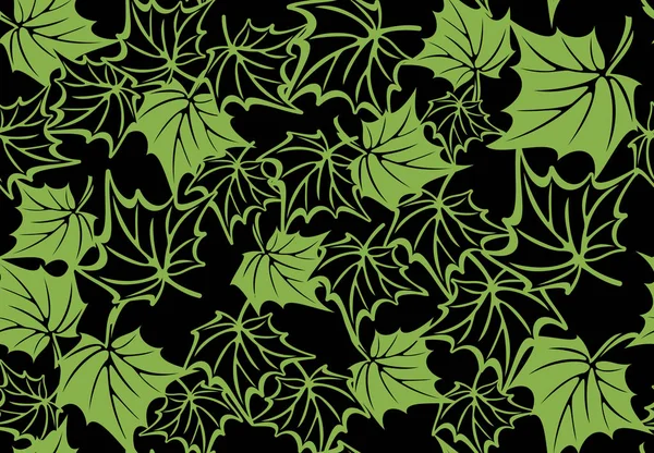 단풍나무 잎, 녹색 원활한 패턴 배경 — 스톡 벡터