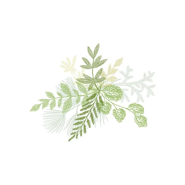 Цветочный рисунок композиции, листья растений — стоковый вектор