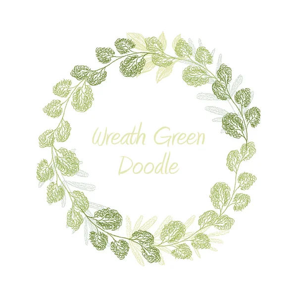 Greenery doodle leaf wreath vector — Stock Vector