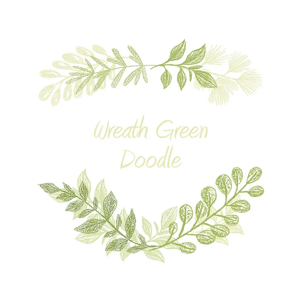 Verde floreale doodle ramo bordo vettore — Vettoriale Stock