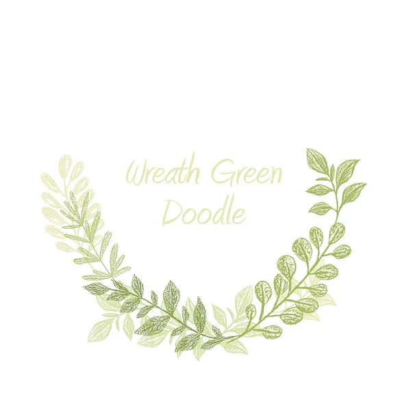 Greenery doodle semicircle wreath vector — Stock Vector