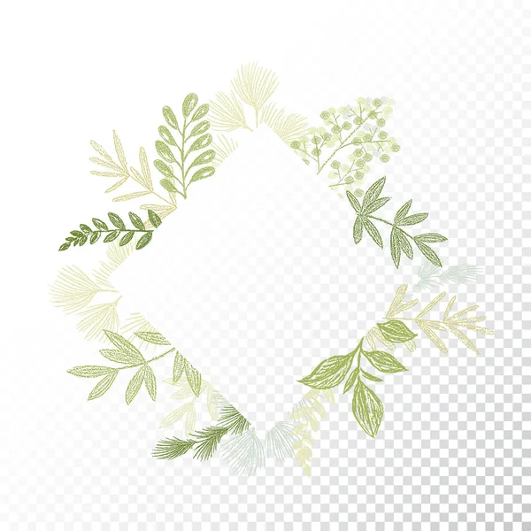 Rhombys greenery floral frame vector — Stock Vector